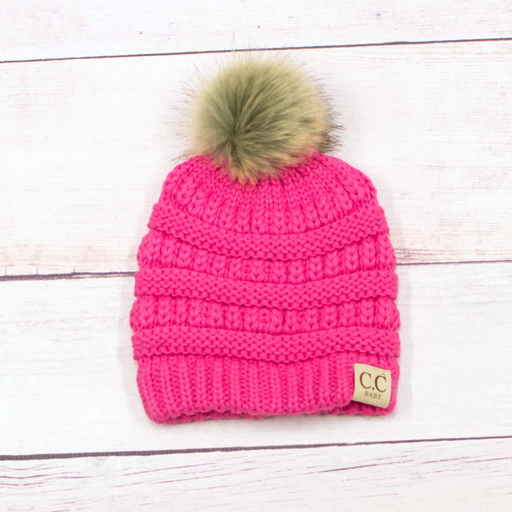 Ivory C C® Baby Fur Pom Beanie