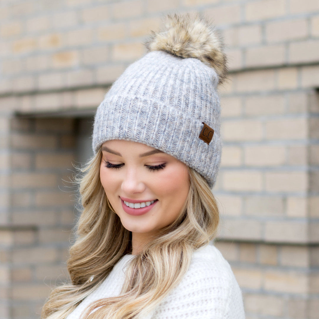 Sand Multi C C® Cozy Marled Pom Beanie