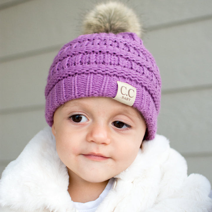 Black C C® Baby Fur Pom Beanie