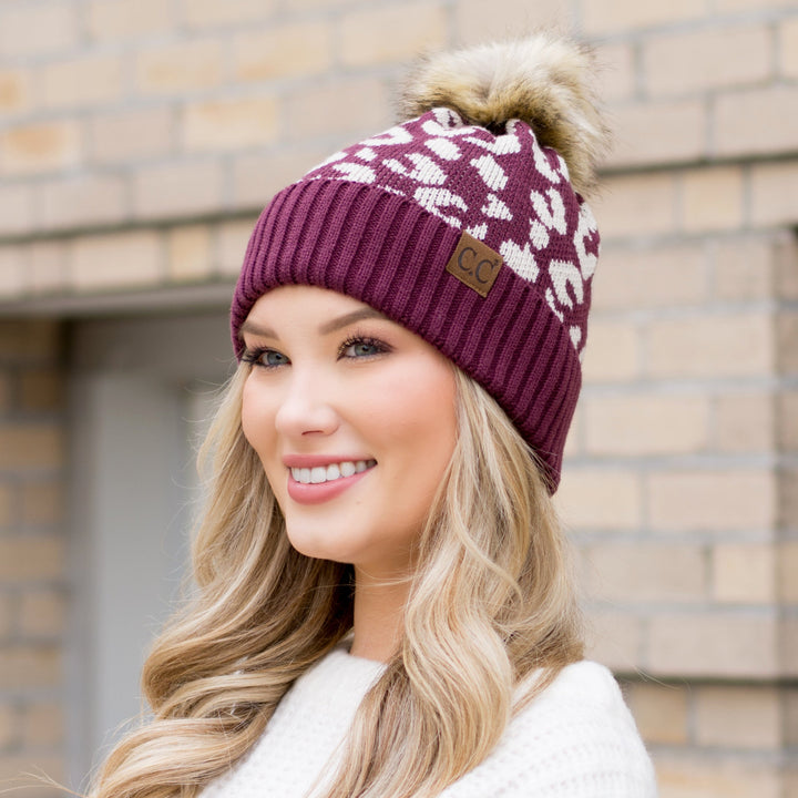 C C® Natural Leopard Pom Beanie
