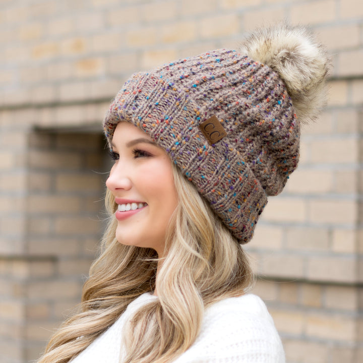 Light Gray C C® Confetti Pom Beanie