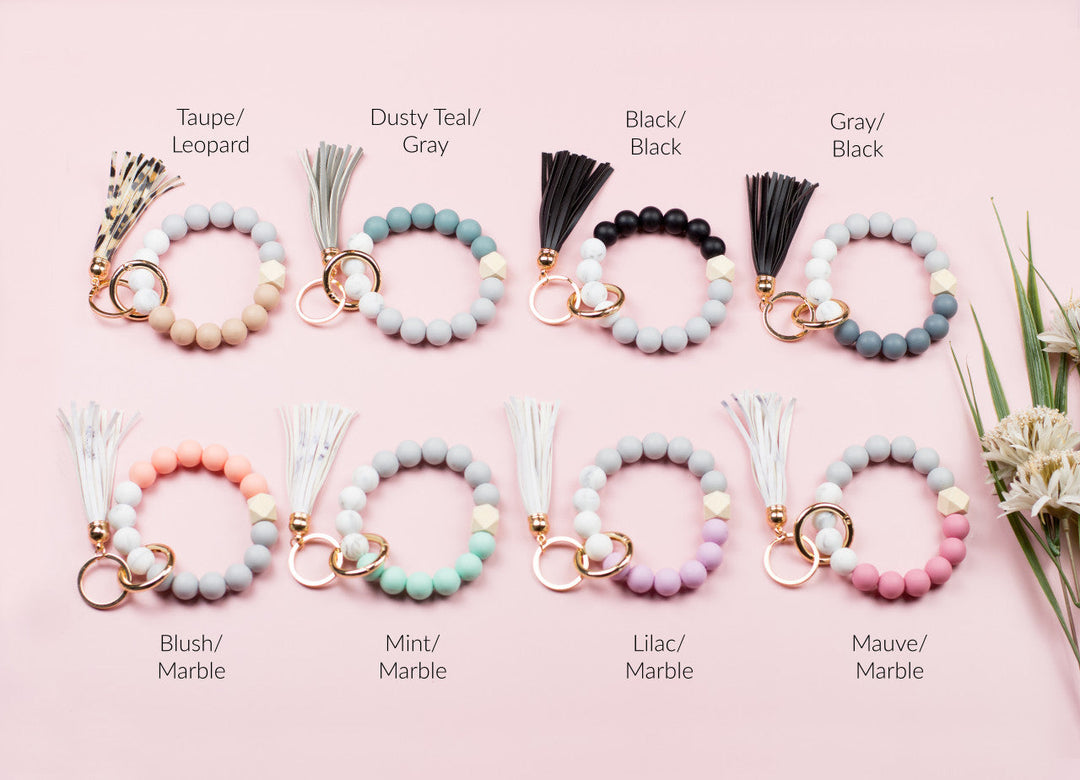 Silicone Color Block Key Ring Bracelet 1