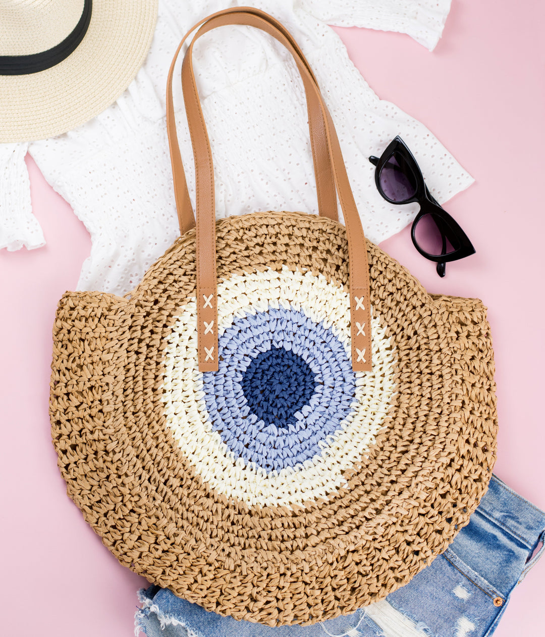Straw Circle Tote 1