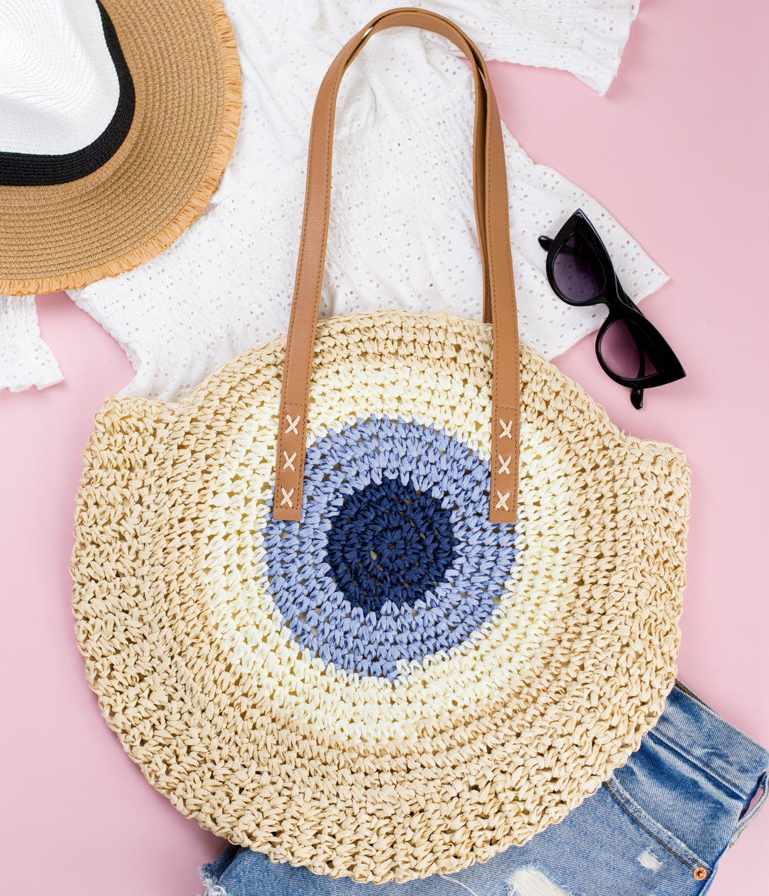Straw Circle Tote 1