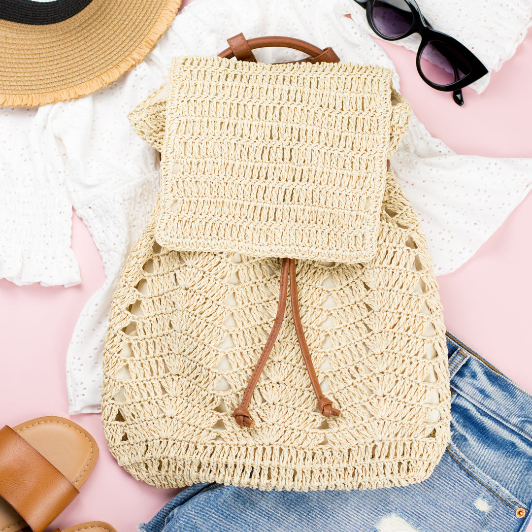 Woven Straw Backpack 1