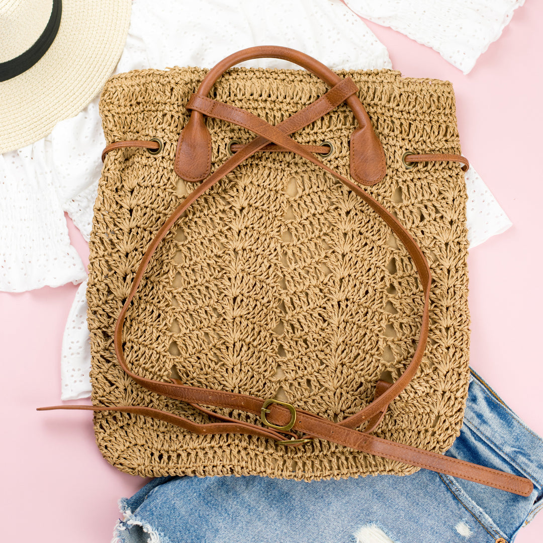 Woven Straw Backpack 1