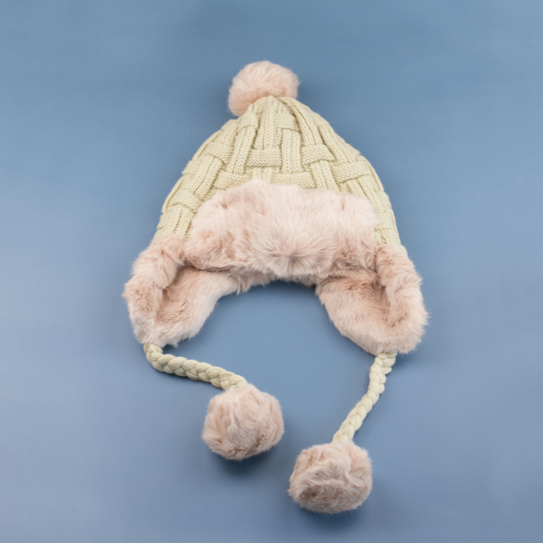 Cable Weave Pom Trapper Hat 1