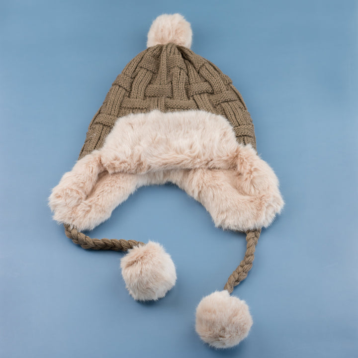 Cable Weave Pom Trapper Hat 1