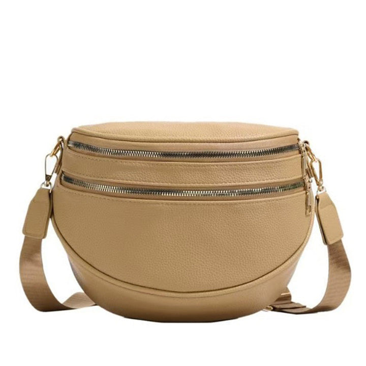 Sabrina Double Zip Leather Crescent Sling 1