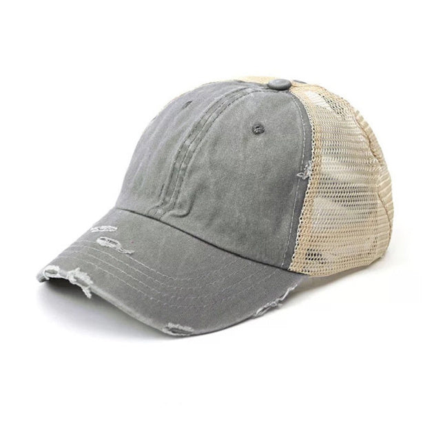 Distressed Messy Bun Hat Cap 1