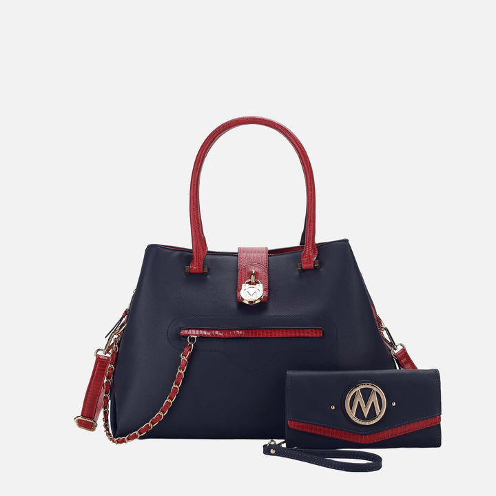 Black MKF Collection By Mia K Edith Vegan Leather Women Tote Bag With Wallet