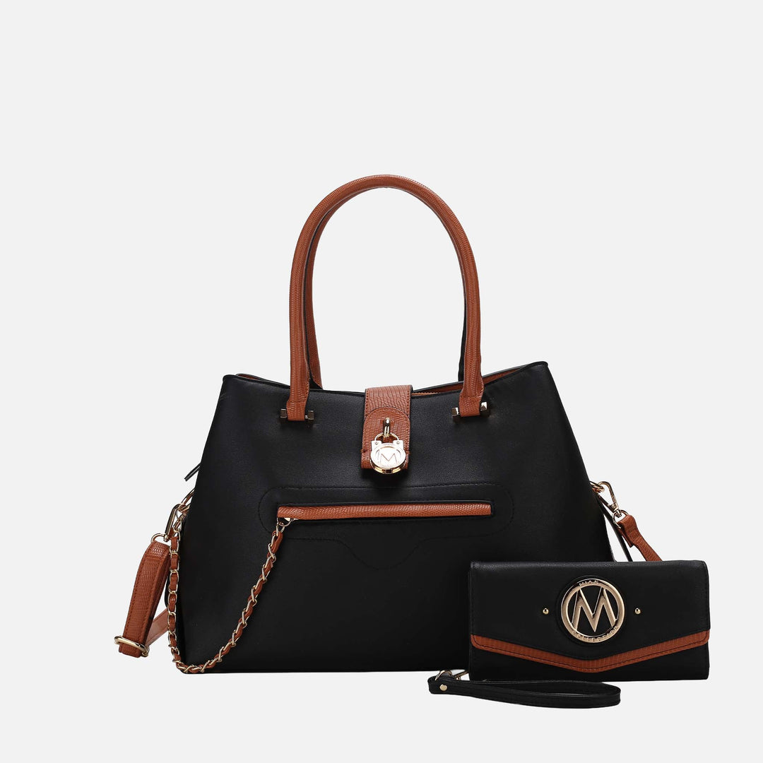 Charcoal Gray MKF Collection By Mia K Edith Vegan Leather Women Tote Bag With Wallet