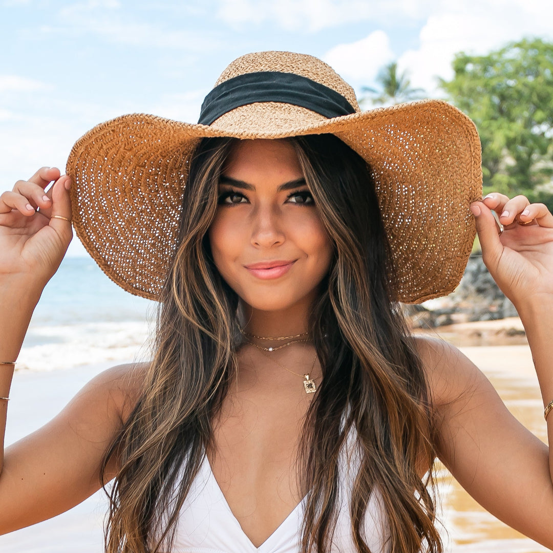Khaki Bow Accent Peasant Sunhat