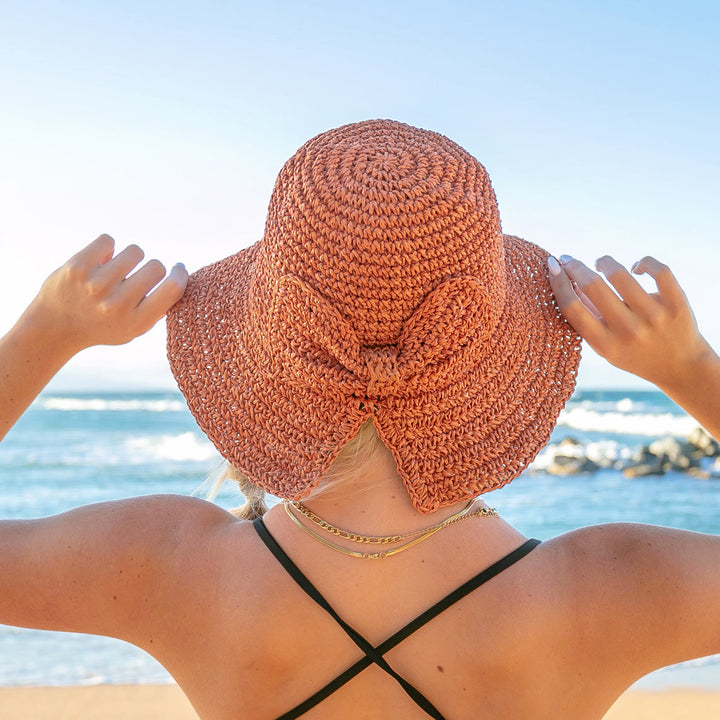 Straw Bow Accent Straw Hat
