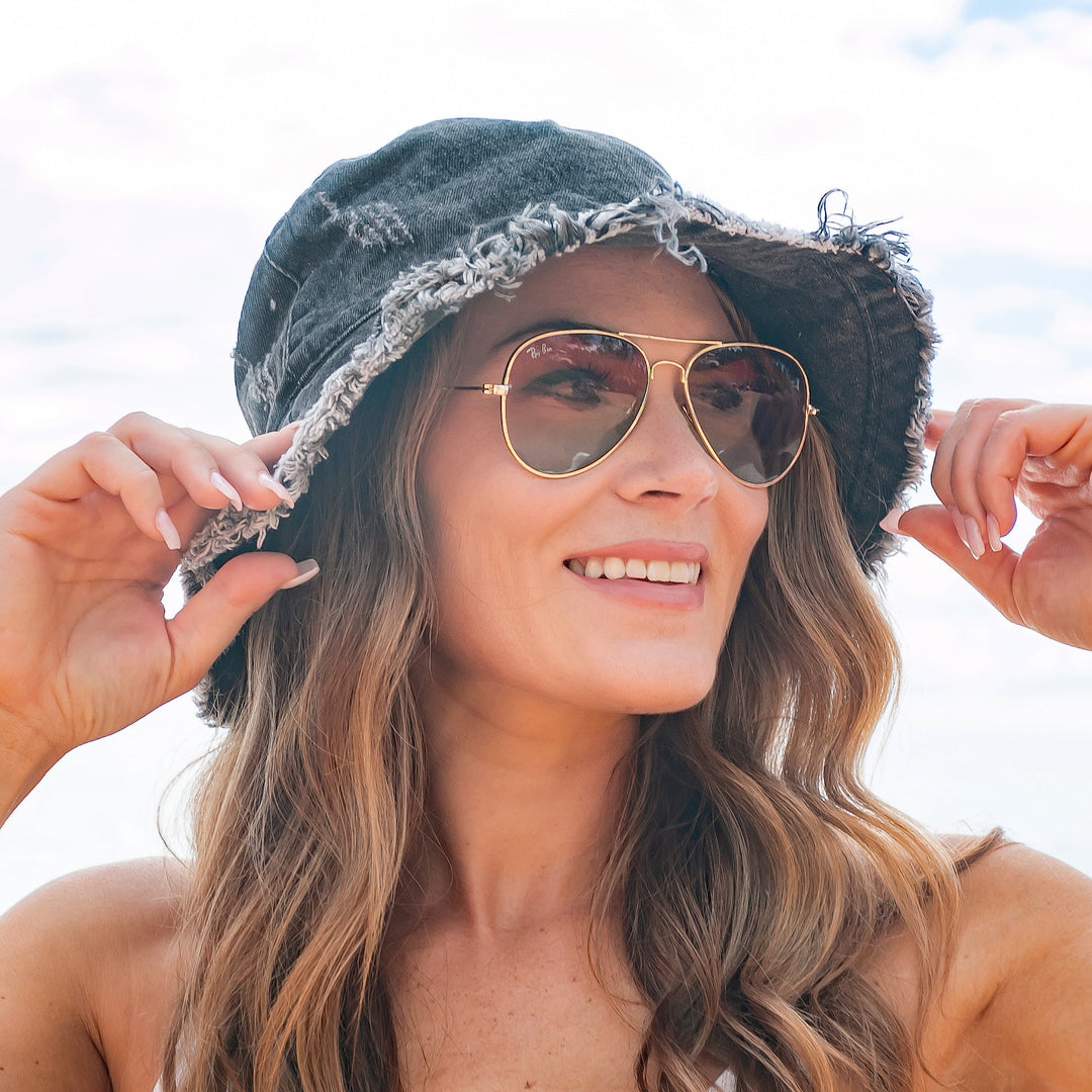 Distressed_Black Denim Bucket Hat 1