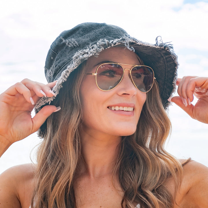 Distressed_Black Denim Bucket Hat 1