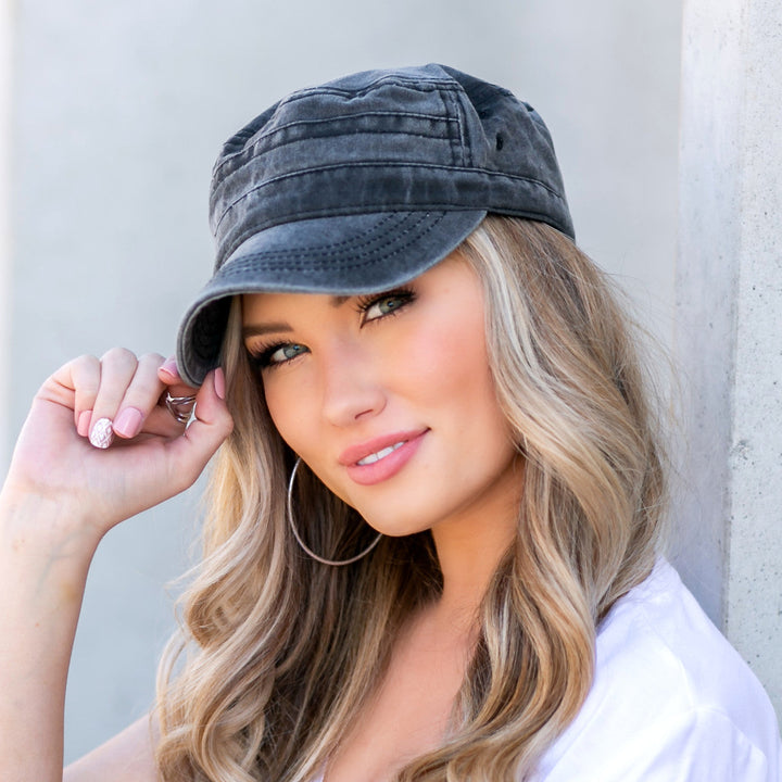 Gray Distressed Cadet Caps