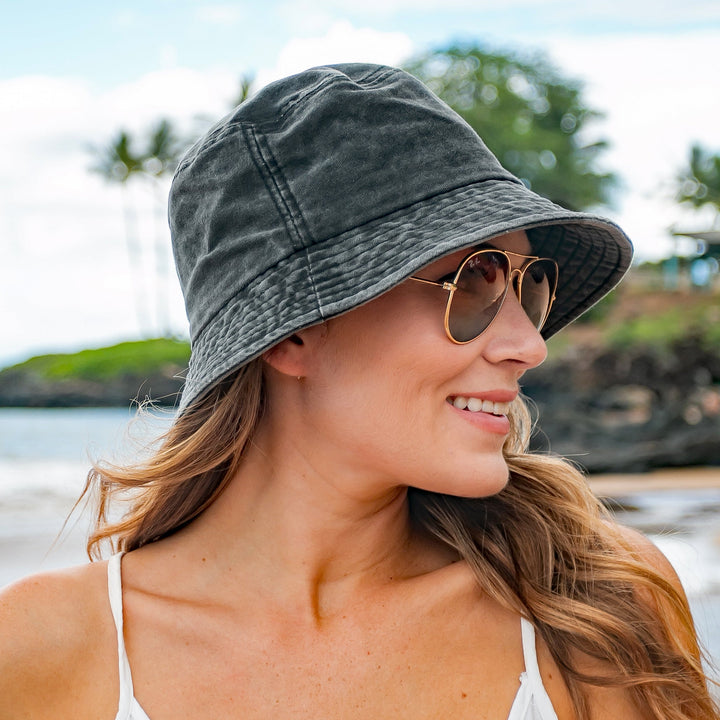 Khaki Distressed Bucket Hats