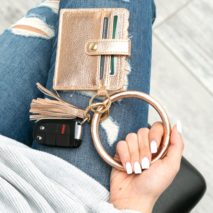 Gray Key Ring Id Wallet Bracelet