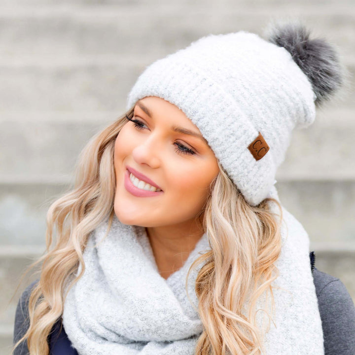Forest Green C C® Ultra Soft Fur Pom Beanie