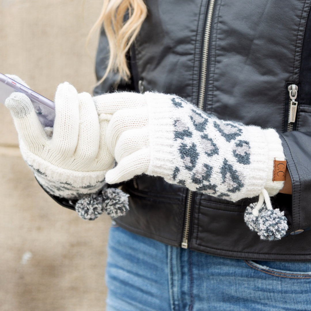 Light Mel. Gray C C® Leopard Glove Set