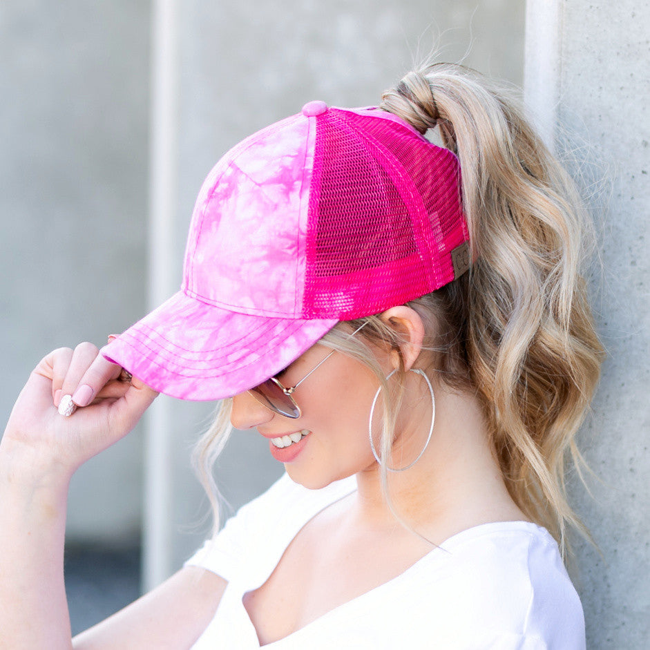 Black Cc Tie Dye Ponytail Caps