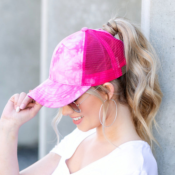 Black Cc Tie Dye Ponytail Caps