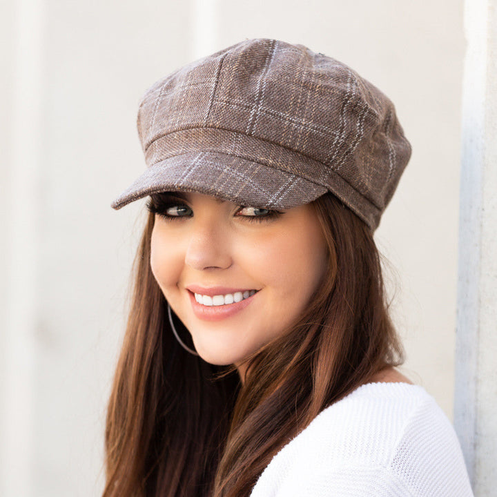 Tan Tweed Newsboy Hats