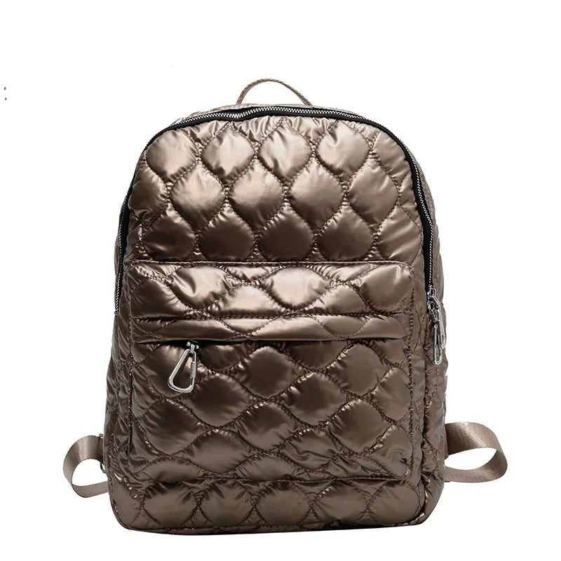 Jade Metallic Puffer Backpack 1