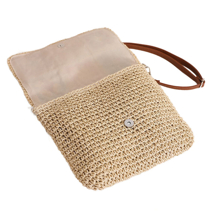 Sylvie Foldover Crochet Woven Crossbody 1