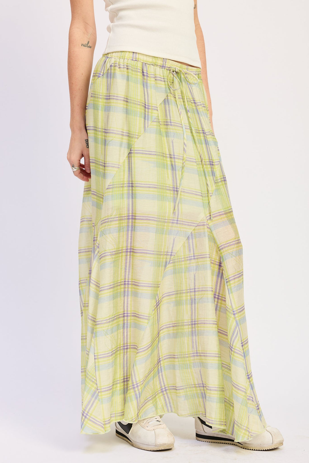 Lime Ondine Maxi Skirt