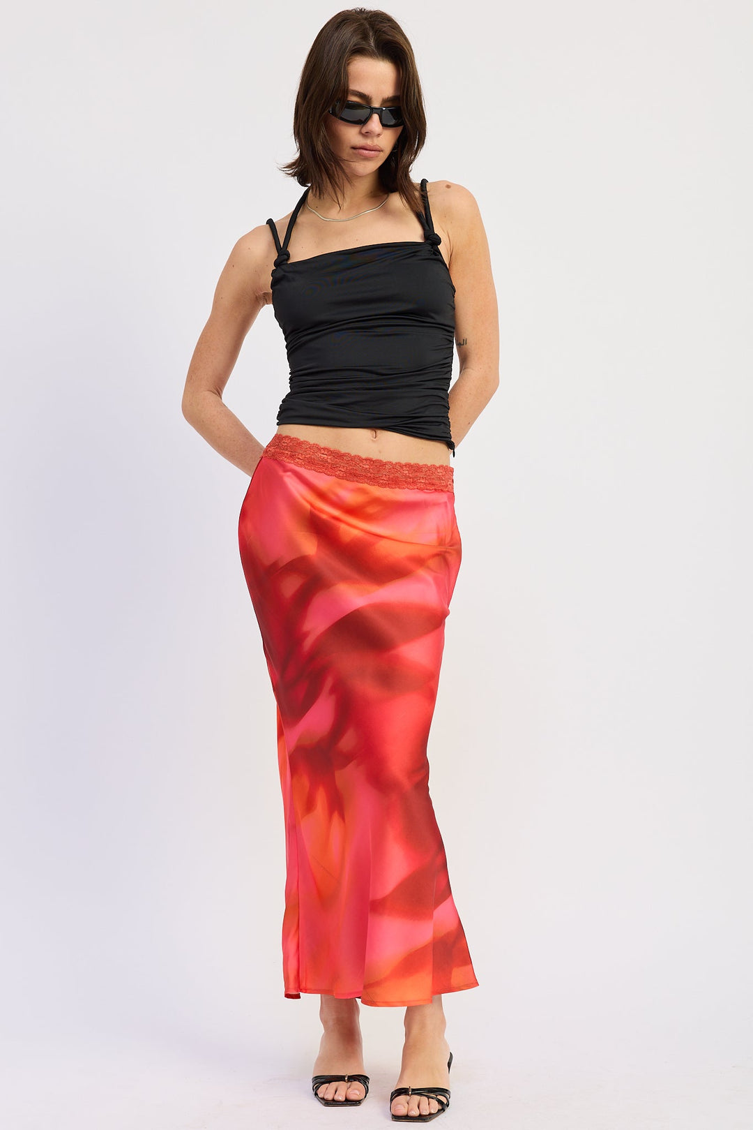 Magenta Red Esmeray Maxi Skirt