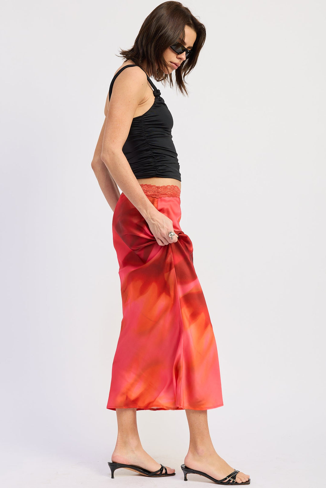Magenta Red Esmeray Maxi Skirt