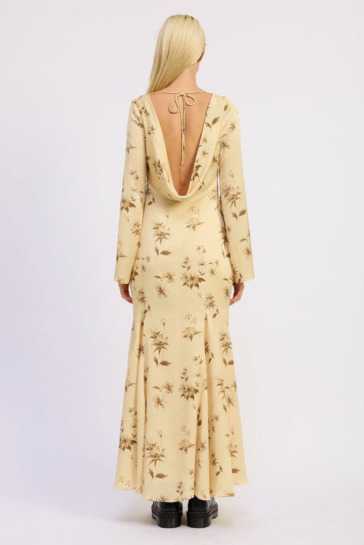 Butter Yellow Print Niamh Maxi Dress