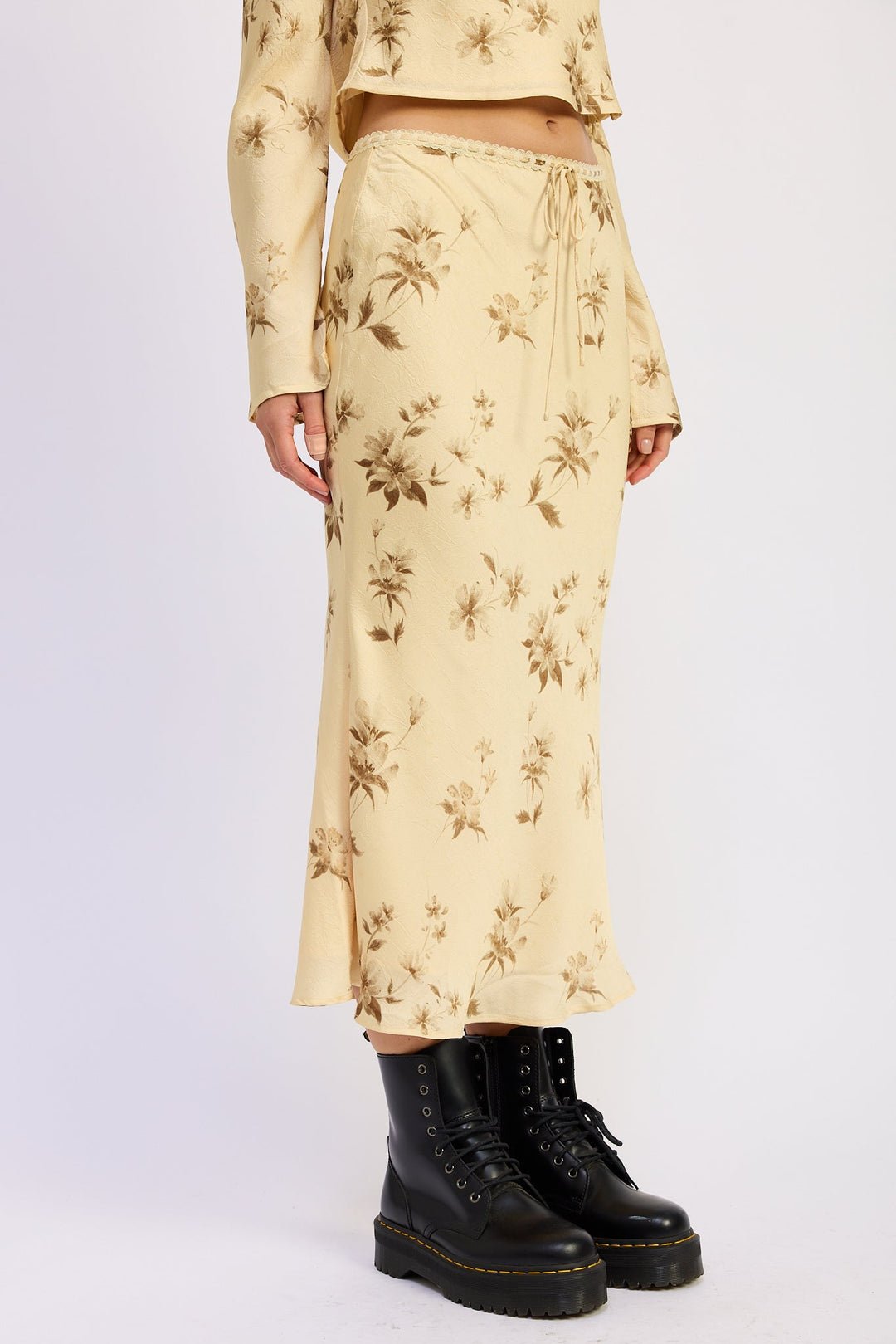Butter Yellow Print Niamh Midi Skirt