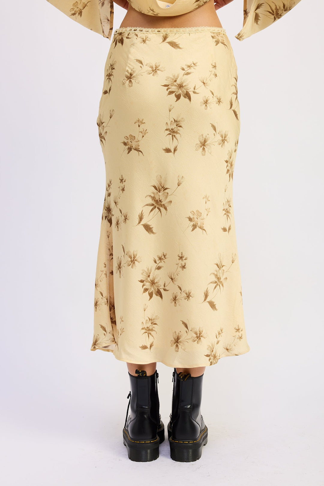 Butter Yellow Print Niamh Midi Skirt