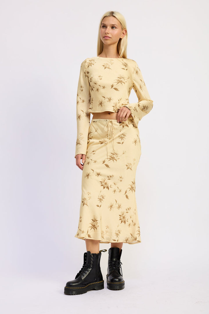 Butter Yellow Print Niamh Midi Skirt