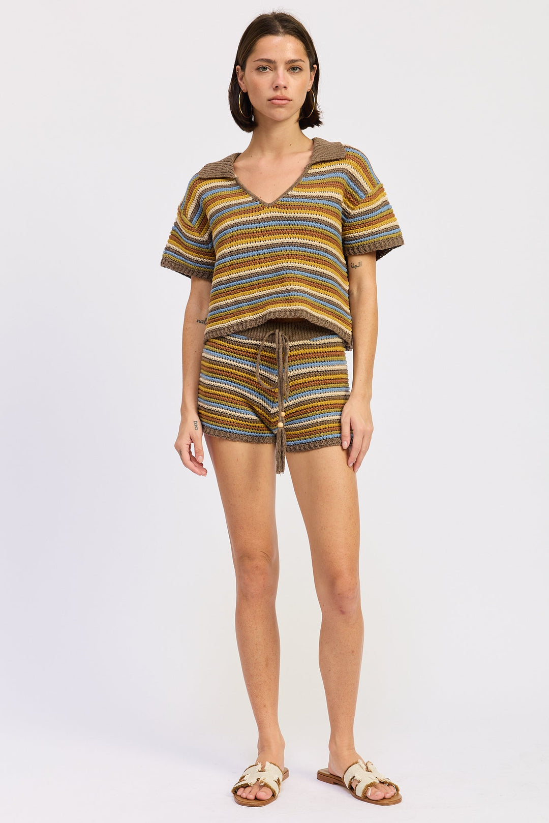 Brown Multi Daela Shorts