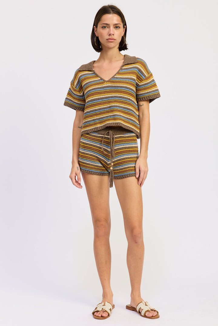 Brown Multi Daela Shorts