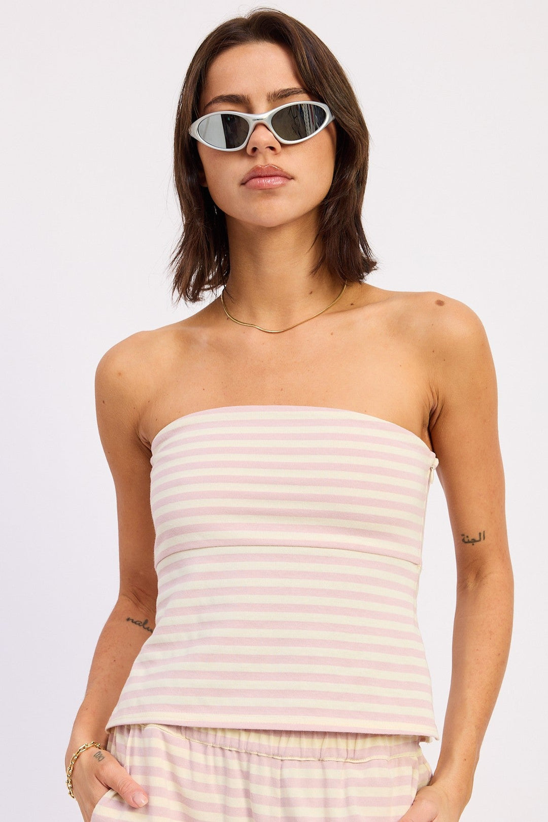 Pink Ivory Stripe Nerina Tube Top