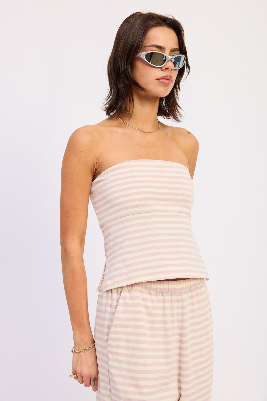 Pink Ivory Stripe Nerina Tube Top