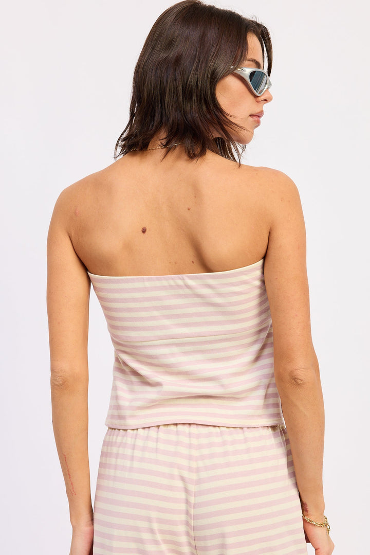 Pink Ivory Stripe Nerina Tube Top