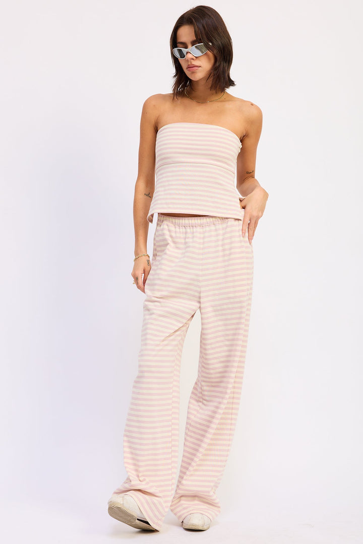 Avocado Ivory Stripe Nerina Tube Top
