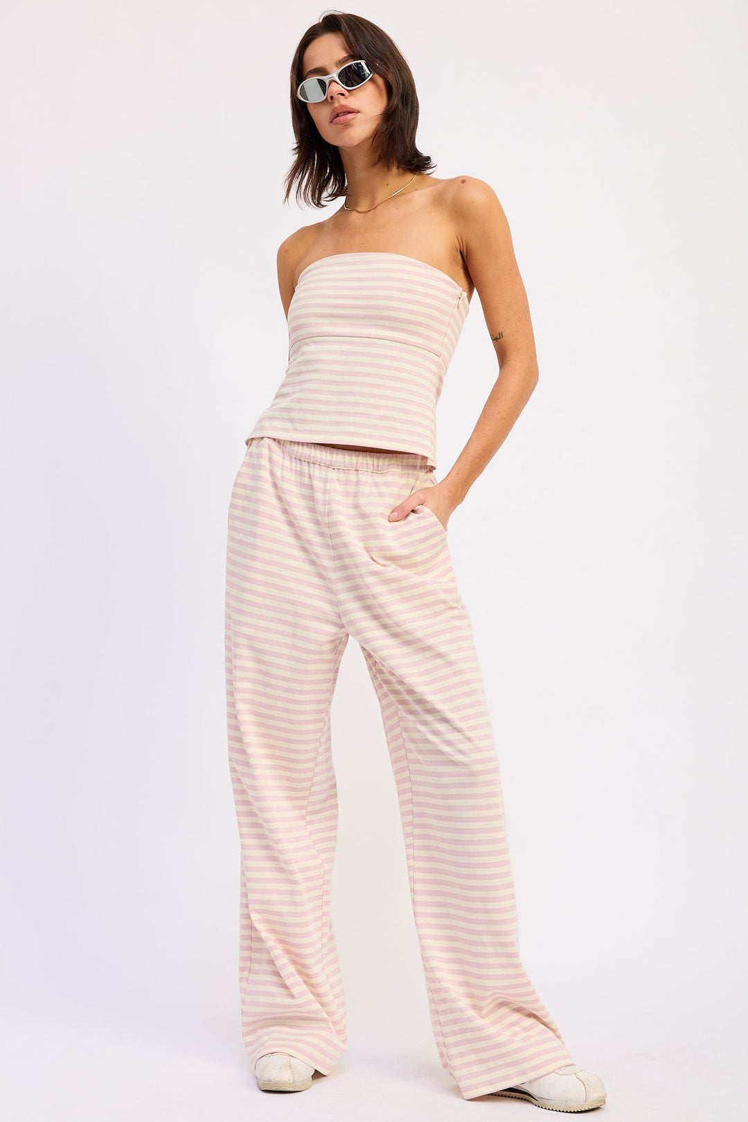 Avocado Ivory Stripe Nerina Striped Pants With Elastic Waistband