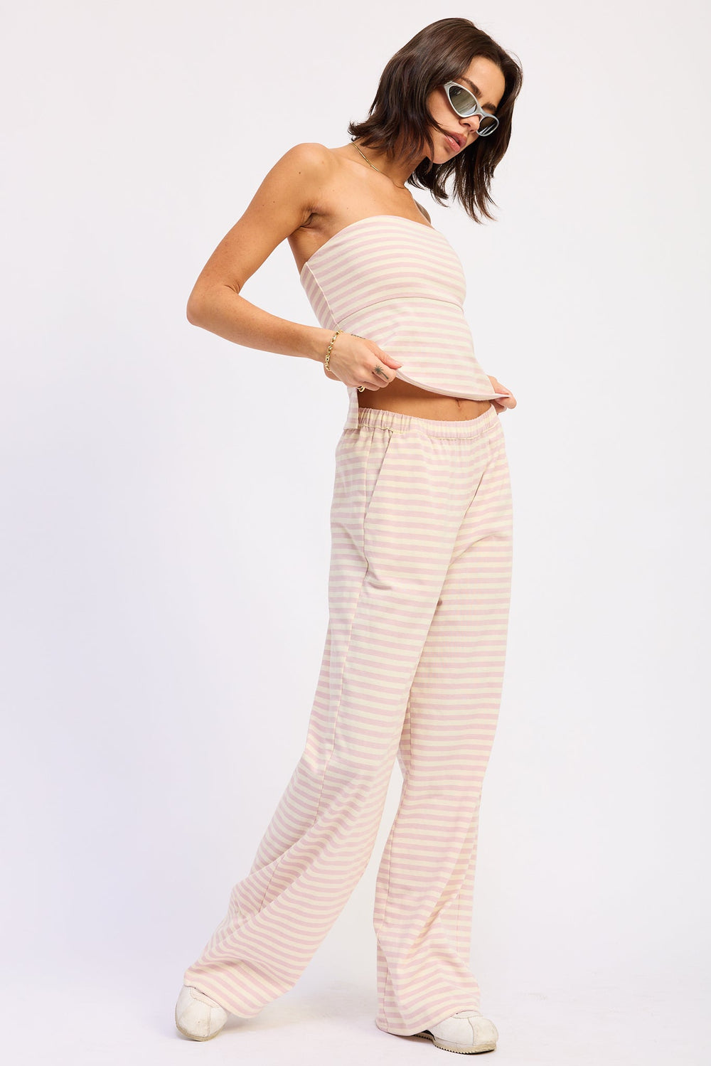 Avocado Ivory Stripe Nerina Striped Pants With Elastic Waistband