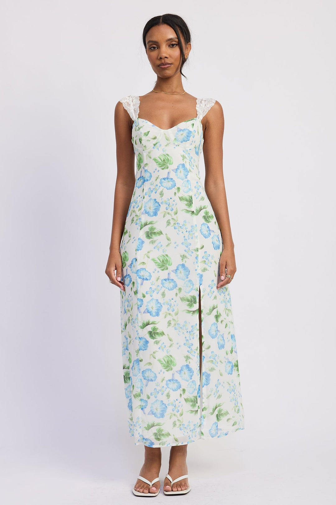 Blue Morning Floral Cassia Maxi Dress
