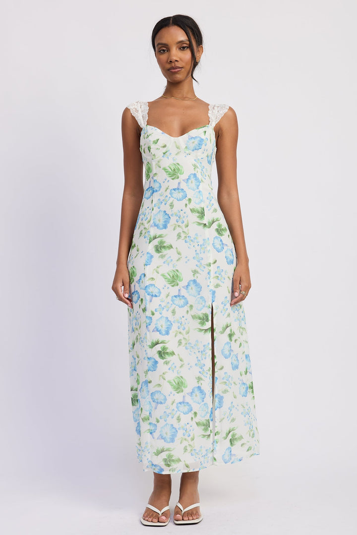 Blue Morning Floral Cassia Maxi Dress