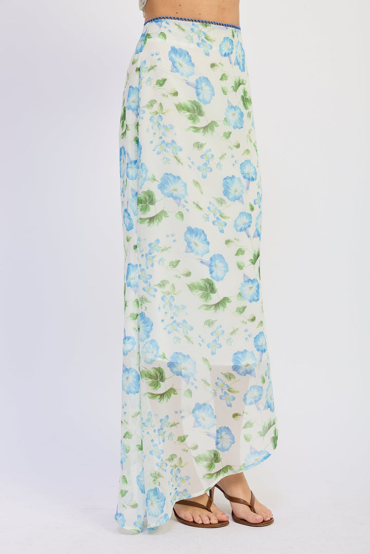 Blue Morning Floral Cassia Maxi Skirt