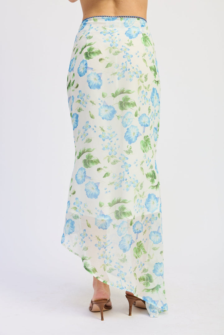 Blue Morning Floral Cassia Maxi Skirt