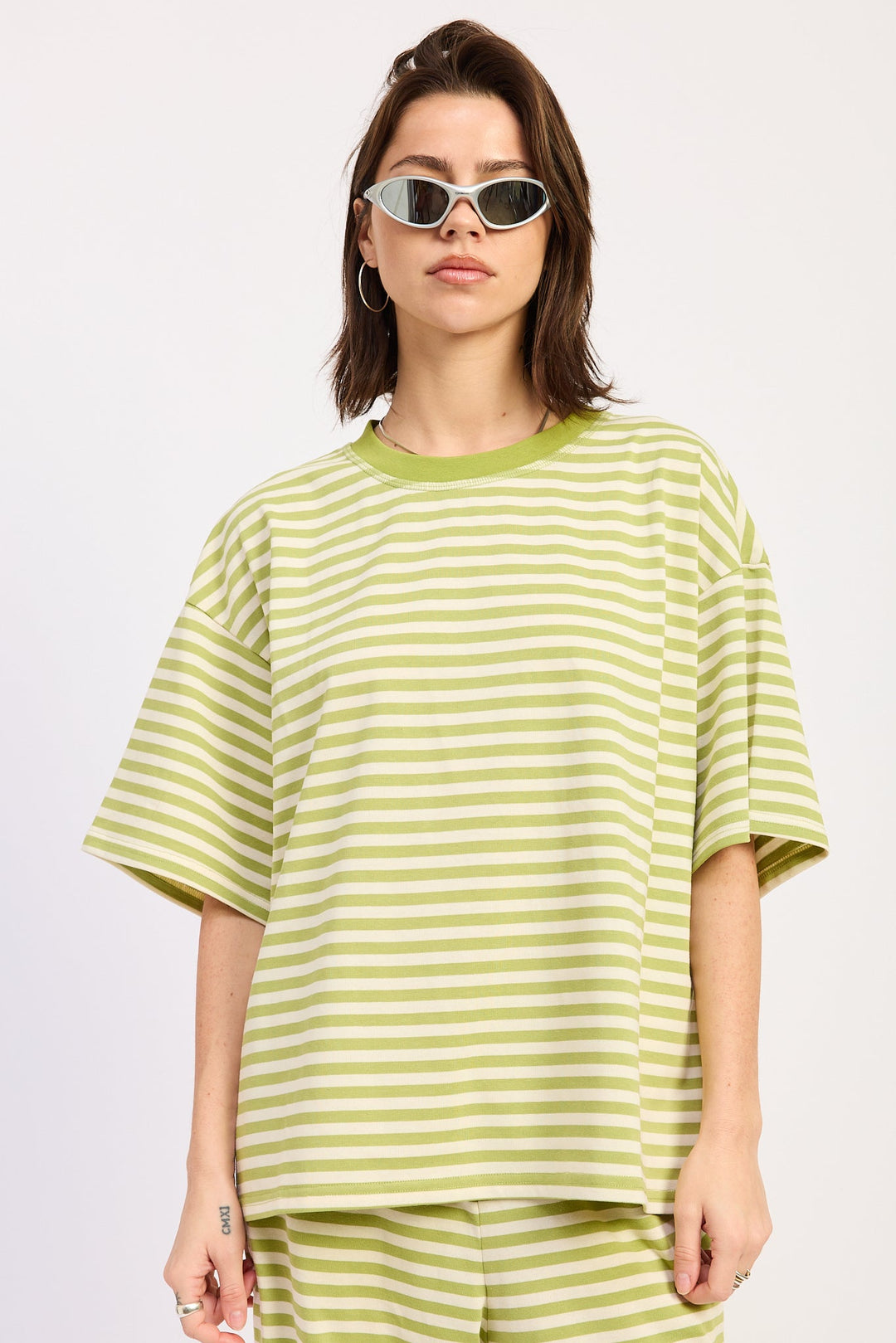 Avocado Ivory Stripe Nerina Oversized Shirt